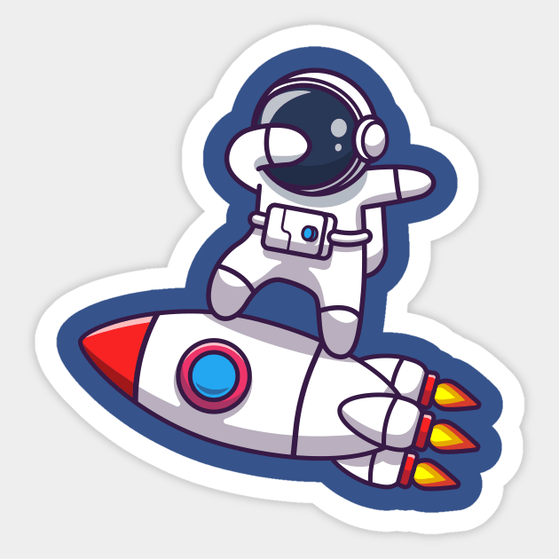 Cute Astronaut Dabbing On Rocket Cartoon Sticker by Catalyst Labs